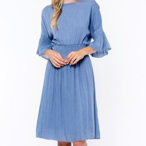 Orange Creek | Blue Flare Sleeve Midi Dress